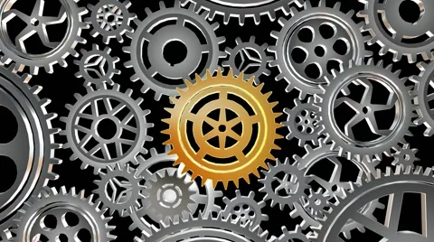 Rotating metal gears loop Stock Footage 61556312