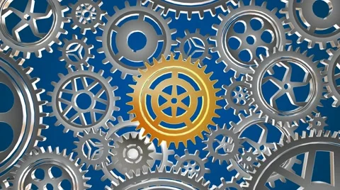 Rotating metal gears loop Stock Footage 61556368