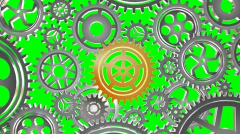 Rotating metal gears loop Stock Footage 61556425