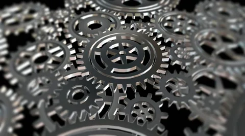 Rotating metal gears loop Stock Footage 61556821