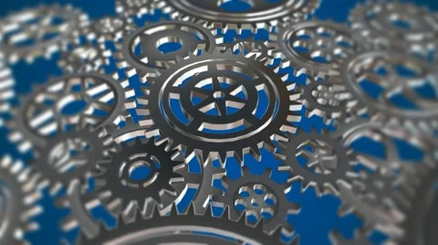 Rotating metal gears loop Stock Footage 61557531