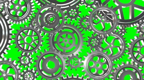 Rotating metal gears loop Stock Footage 61558011