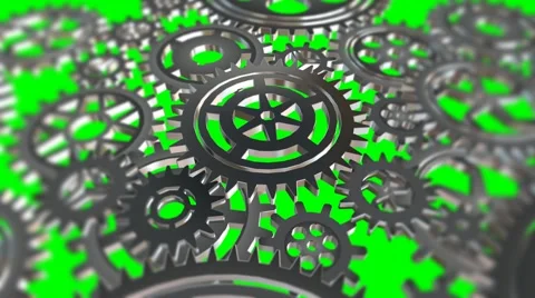 Rotating metal gears loop Stock Footage 61558185