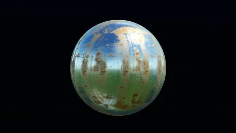 Rotating metal rustic ball isolated on Black background. Stock Footage 260789014