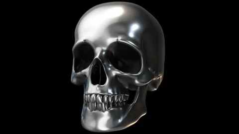 Rotating Metal Skull Stock Footage 122798363