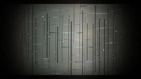 Rotating Metallic Bar Loop - Dark Abstract Particle Geometry Backdrop Video stock 341870938