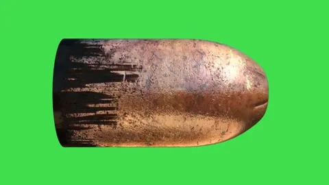 Rotating metallic bullet spinning on green screen background for vfx projects Stock Footage 329964929