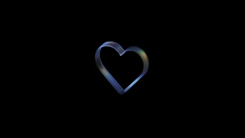 Rotating metallic heart shape with iridescent colors on black background Stock Footage 319763746
