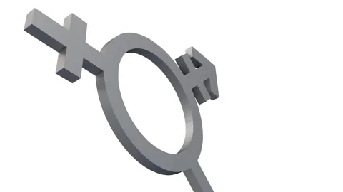 A rotating metallic silver 3D transgender pride symbol Stock Footage 345588624