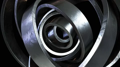 Rotating metallic solid rings looping 3D animation Stock-Footage 150551253