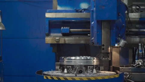 Rotating Metalworking Lathe Machine Processing Steel By Cutting Excess Material Video stock 280203081
