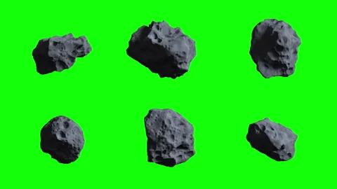 Rotating meteorites on a green background. Stock Footage 253704811
