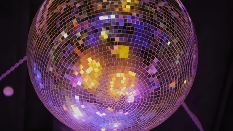 Rotating mirror disco ball, close-up Stock Footage 120281169
