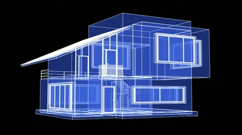 Rotating Model of modern house Stock Footage 12746830