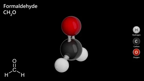 The rotating model of the molecule formaldehyde (CH2O). Stock Footage 285158019