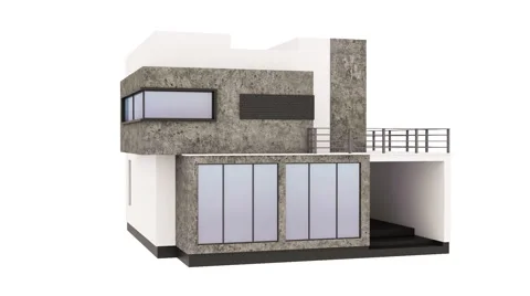 Rotating modern house over white 3d rendering Stock Footage 68963494