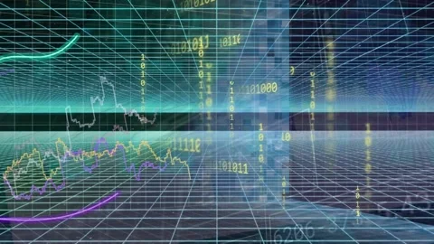 Rotating module starting pullback, wireframe advancing, colored traces rising, Stock Footage 335480829