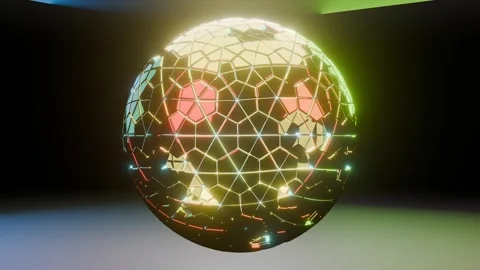 Rotating Mograph Sphere 4K VJ Loop - Futuristic Music Background Animation C Stock Footage 300079395