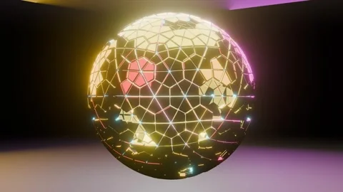 Rotating Mograph Sphere 4K VJ Loop - Futuristic Music Background Animation P Video stock 300079396