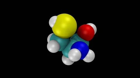 Rotating molecular model of the amino acid cysteine Stock Footage 64804167