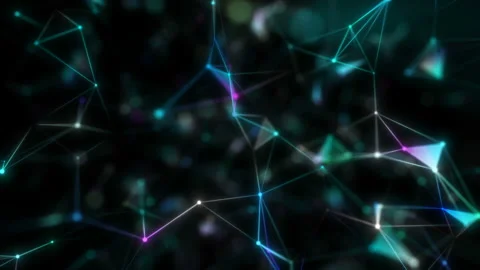 Rotating molecular structure.Blue Abstract Lines and Dots Plexus Loop. Stock Footage 104682776