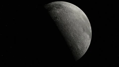 Rotating moon close up in space Stock Footage 239189073