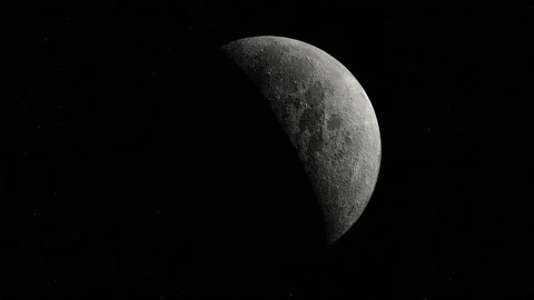 Rotating moon close up in space Stock Footage 239220339