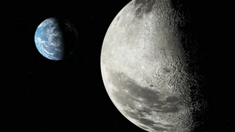 Rotating moon close up in space Stock Footage 239221160