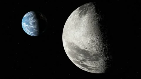 Rotating moon close up in space Stock Footage 239221235