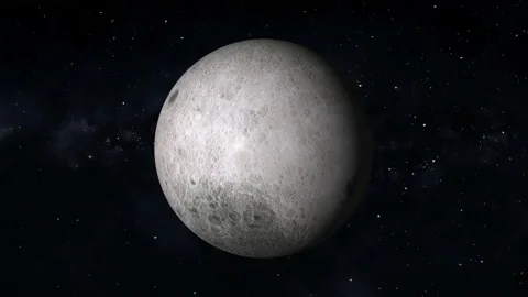 Rotating Moon in different phases with detail surface. Видео 159139407