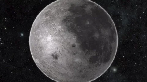 Rotating Moon in different phases with detail surface. a 300 Stock Footage 251949677