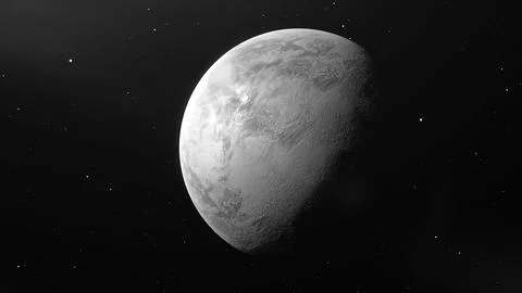 Rotating Moon in different phases with detailed surface. Motion. Outer space Ilustração Stock