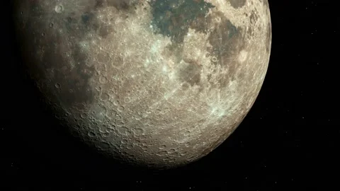 Rotating moon isolated on black background with alpha channel. 3d Vídeo Stock 152331073