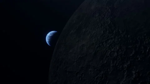 Rotating Moon Reveals Earth Stock Footage 138311169