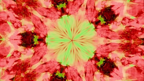 Rotating motif morphing via scaling and mirroring in digital field, with green Stock Footage 337886065