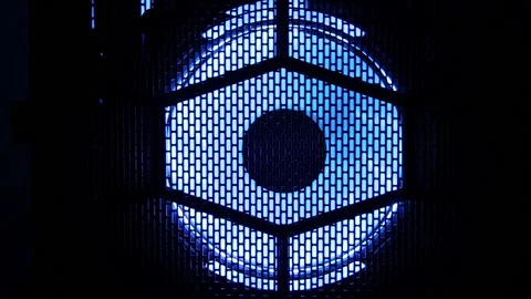 Rotating multi-colored cooling cooler in a gaming computer system unit. Modern Stock Footage 259958448