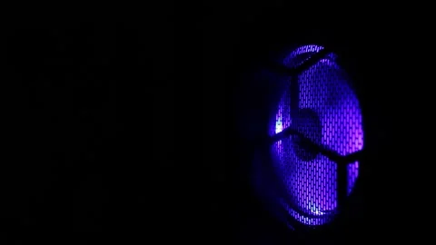 Rotating multi-colored cooling cooler in a gaming computer system unit. Modern Stock Footage 262032488