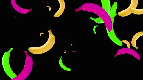 Rotating multicolored falling ripe tropical fruit bananas. pattern 库存影片 145245865