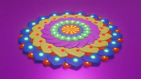 Rotating multicolored mandala on a purple background. looped animation. 3d rende Stock Footage 152910339