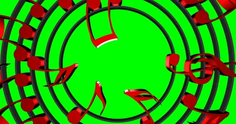 Rotating musical notes against a green background 動画素材 145394857