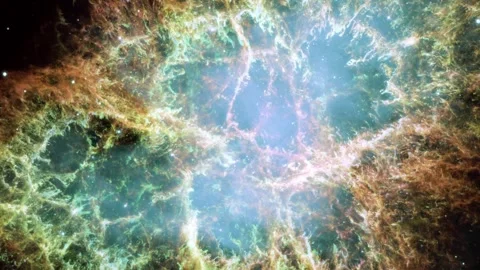 Rotating nebula glowing cosmos stardust zoom in space 4k video 库存影片 299968247