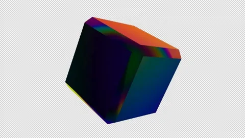 Rotating Neon Chrome Cube. Alpha Channel Video stock 150701770