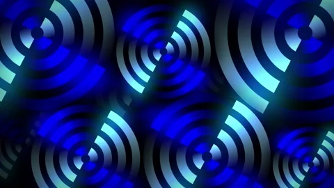 Rotating neon circles form vibrant line work as a target of glowing shapes in Stock Footage 322223793