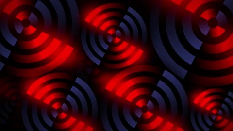 Rotating neon circles form vibrant line work as a target of glowing shapes in Stock Footage 322223795