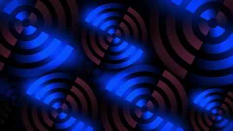 Rotating neon circles form vibrant line work as a target of glowing shapes in Stock Footage 322223808