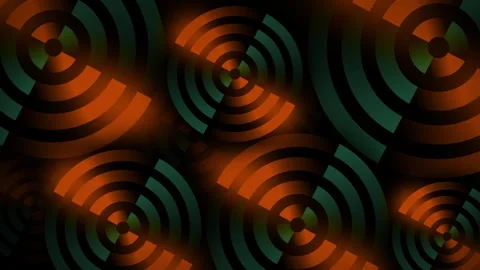 Rotating neon circles form vibrant line work as a target of glowing shapes in Stock Footage 322223816
