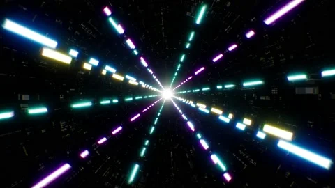 Rotating Neon Dash Lines in the Sci Fi Background Video stock 171857193