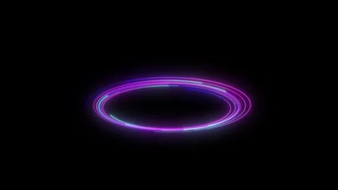 Rotating neon light line circle animated colorful neon light circle rotatin.. Stock Footage 297510554