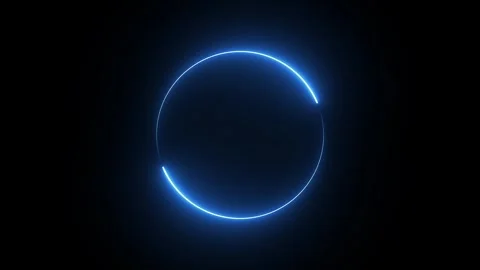 Rotating Neon Loading Circle, Futuristic Blue Ring on Dark Background Loop Stock Footage 309450177