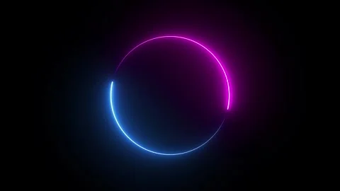 Rotating Neon Loading Circle, Futuristic Pink Blue Ring on Dark Background Loop Stock Footage 309450197